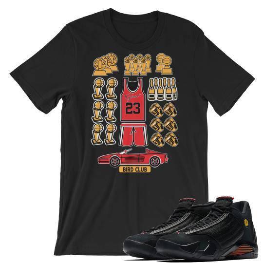 Air Jordan 14 Last shot tee | Trophy Room - Sneaker Tees to match Air Jordan Sneakers