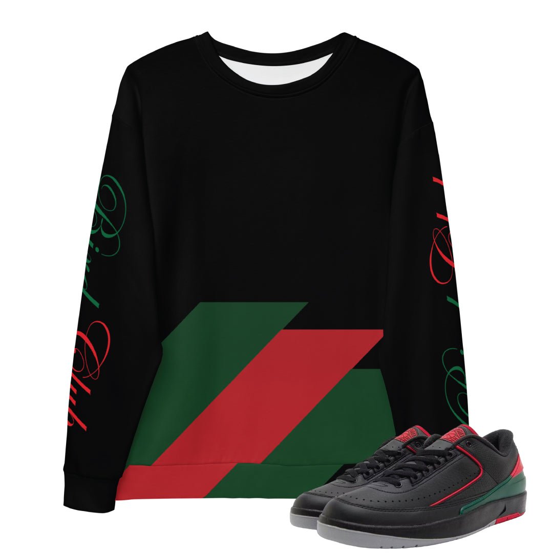 Retro 2 Low Christmas Italian Stripes Sweatshirt - Sneaker Tees to match Air Jordan Sneakers