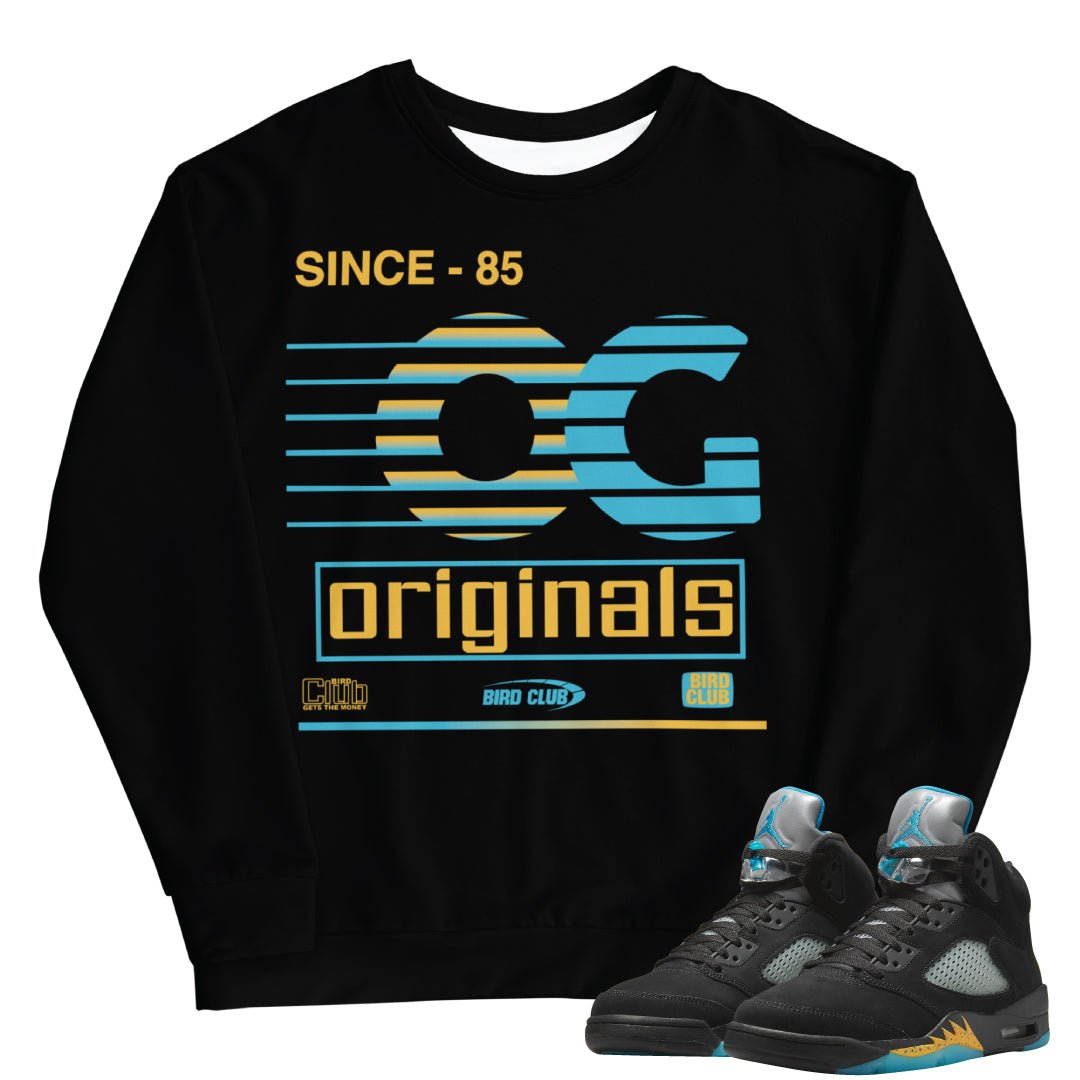 Retro 5 Aqua Sweatshirt - Sneaker Tees to match Air Jordan Sneakers