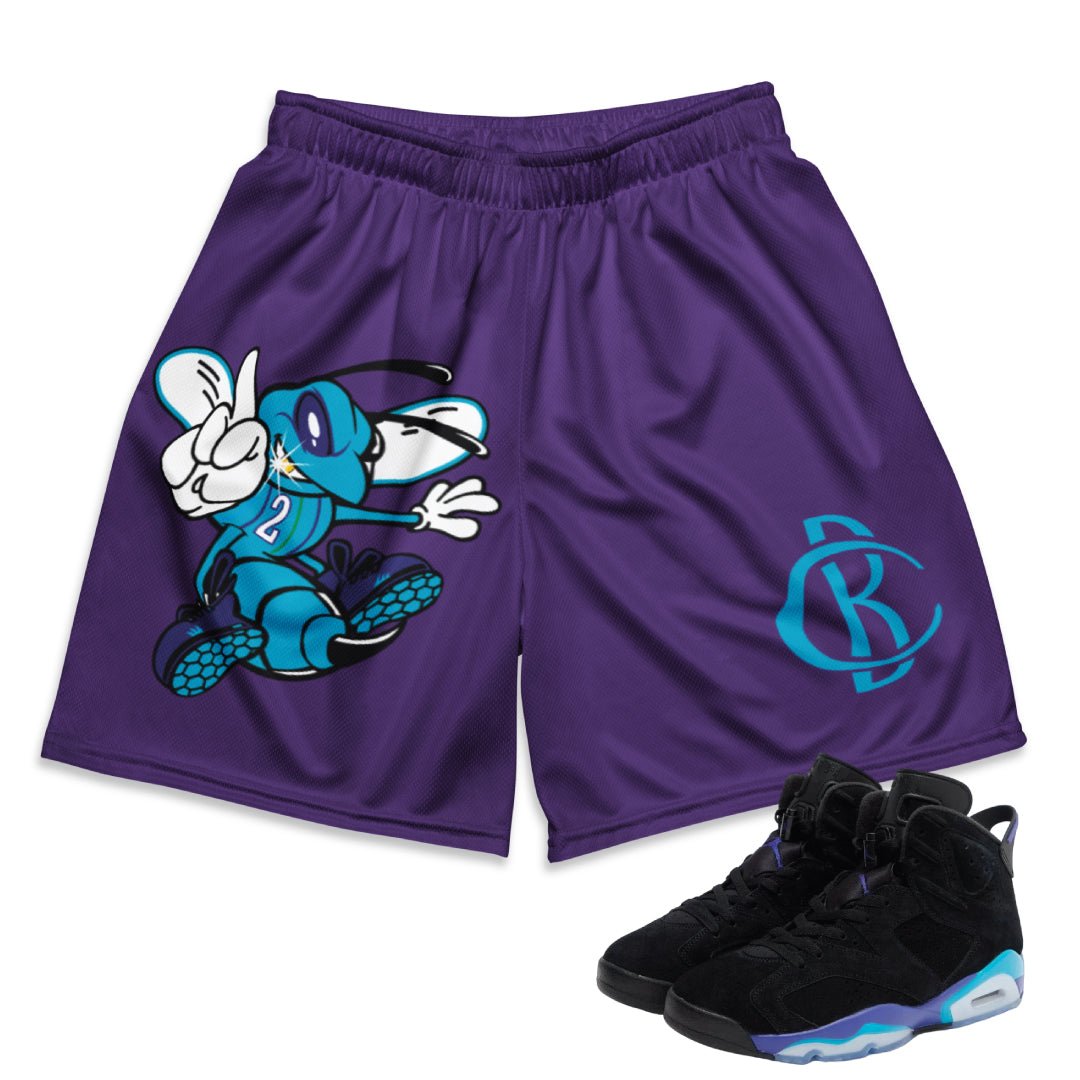 Copy of RETRO 6 AQUA HORNETS MESH SHORTS (AQUA BLUE) - Sneaker Tees to match Air Jordan Sneakers
