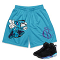 RETRO 6 AQUA HORNETS MESH SHORTS (AQUA BLUE) - Sneaker Tees to match Air Jordan Sneakers