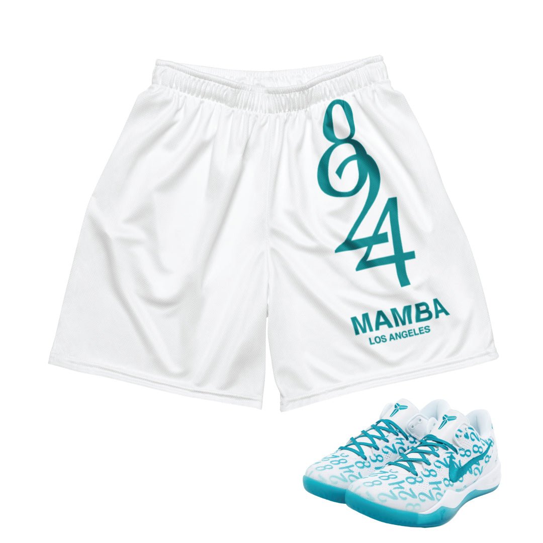 Kobe Protro 8 "Radiant Emerald" 8 24 Mesh Basketball Shorts - Sneaker Tees to match Air Jordan Sneakers