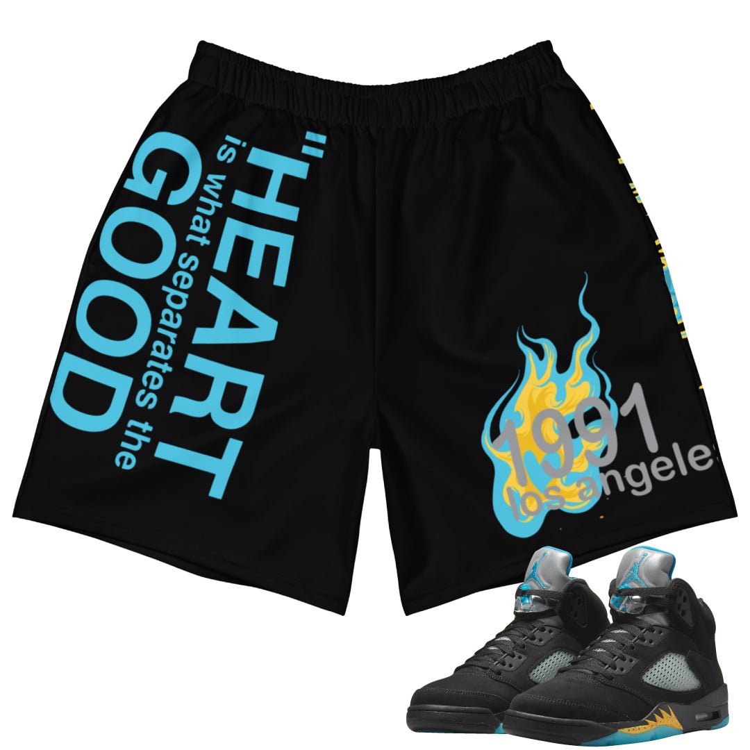 Retro 5 Aqua "First Love" Shorts - Sneaker Tees to match Air Jordan Sneakers