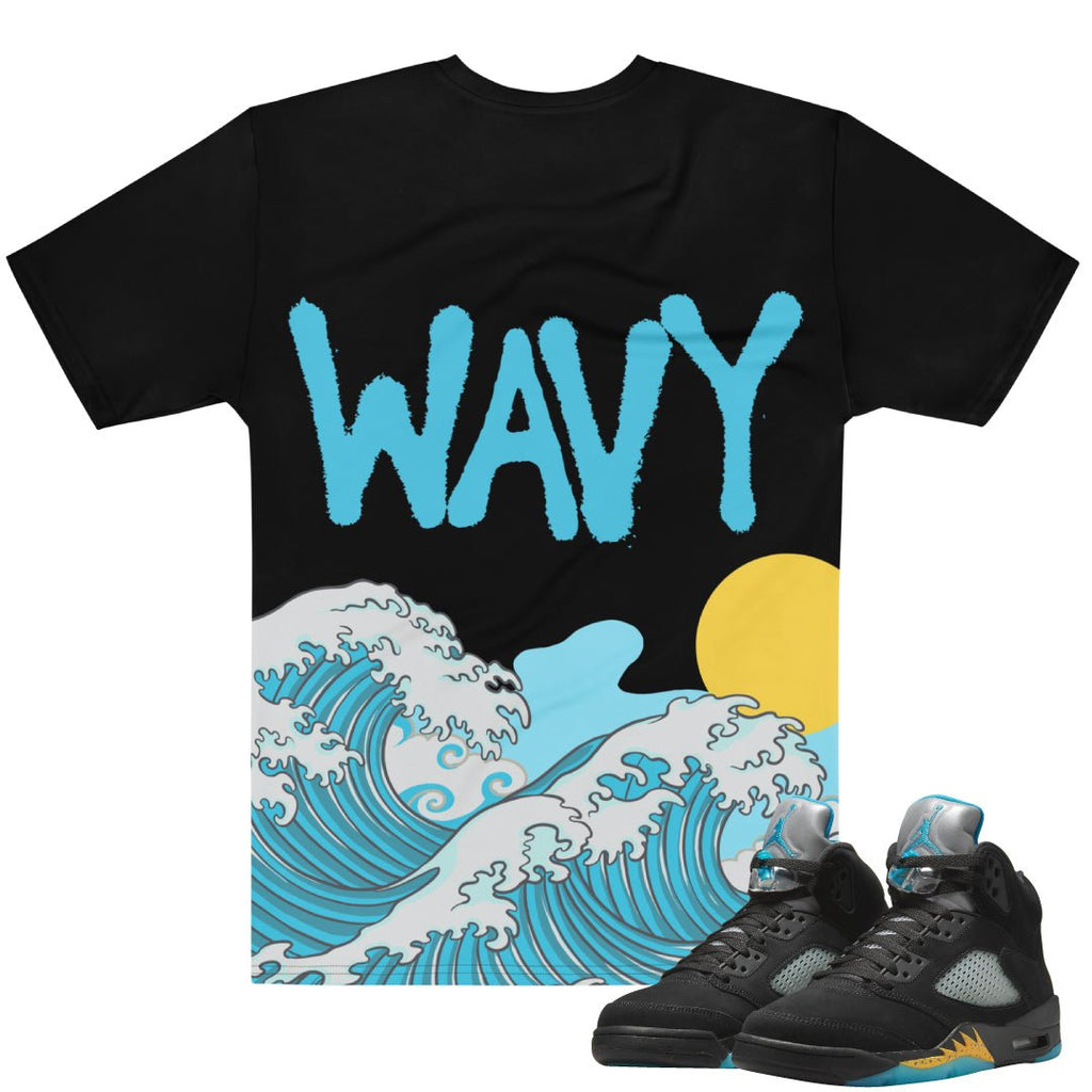 Retro 5 Aqua Wavy Shirt - Sneaker Tees to match Air Jordan Sneakers