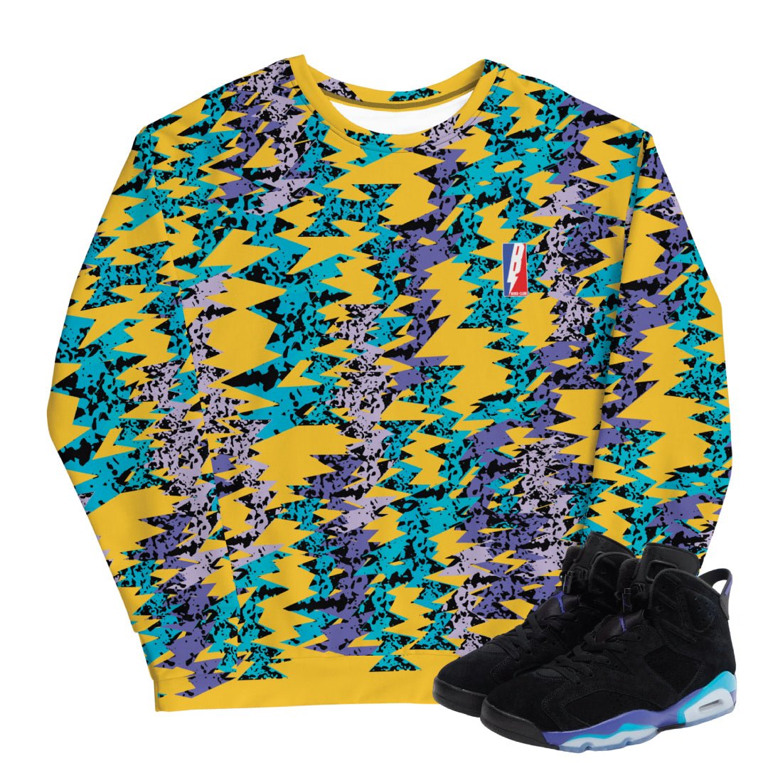 RETRO 6 AQUA "BARCELONA YELLOW" SWEATSHIRT - Sneaker Tees to match Air Jordan Sneakers