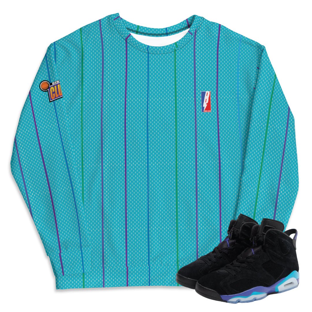 RETRO 6 AQUA HORNETS SWEATSHIRT - Sneaker Tees to match Air Jordan Sneakers