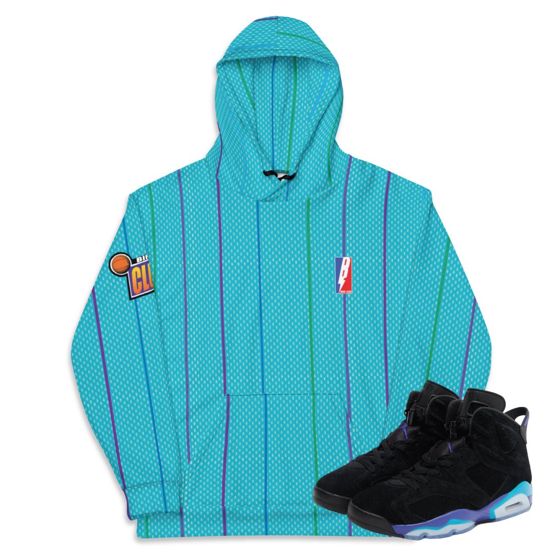 RETRO 6 AQUA HORNETS HOODIE - Sneaker Tees to match Air Jordan Sneakers