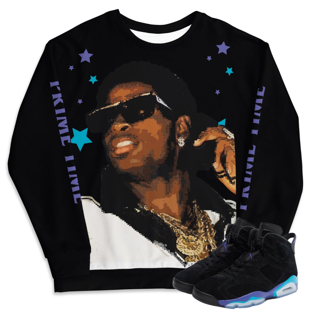 RETRO 6 AQUA PRIME TIME SWEATSHIRT - Sneaker Tees to match Air Jordan Sneakers