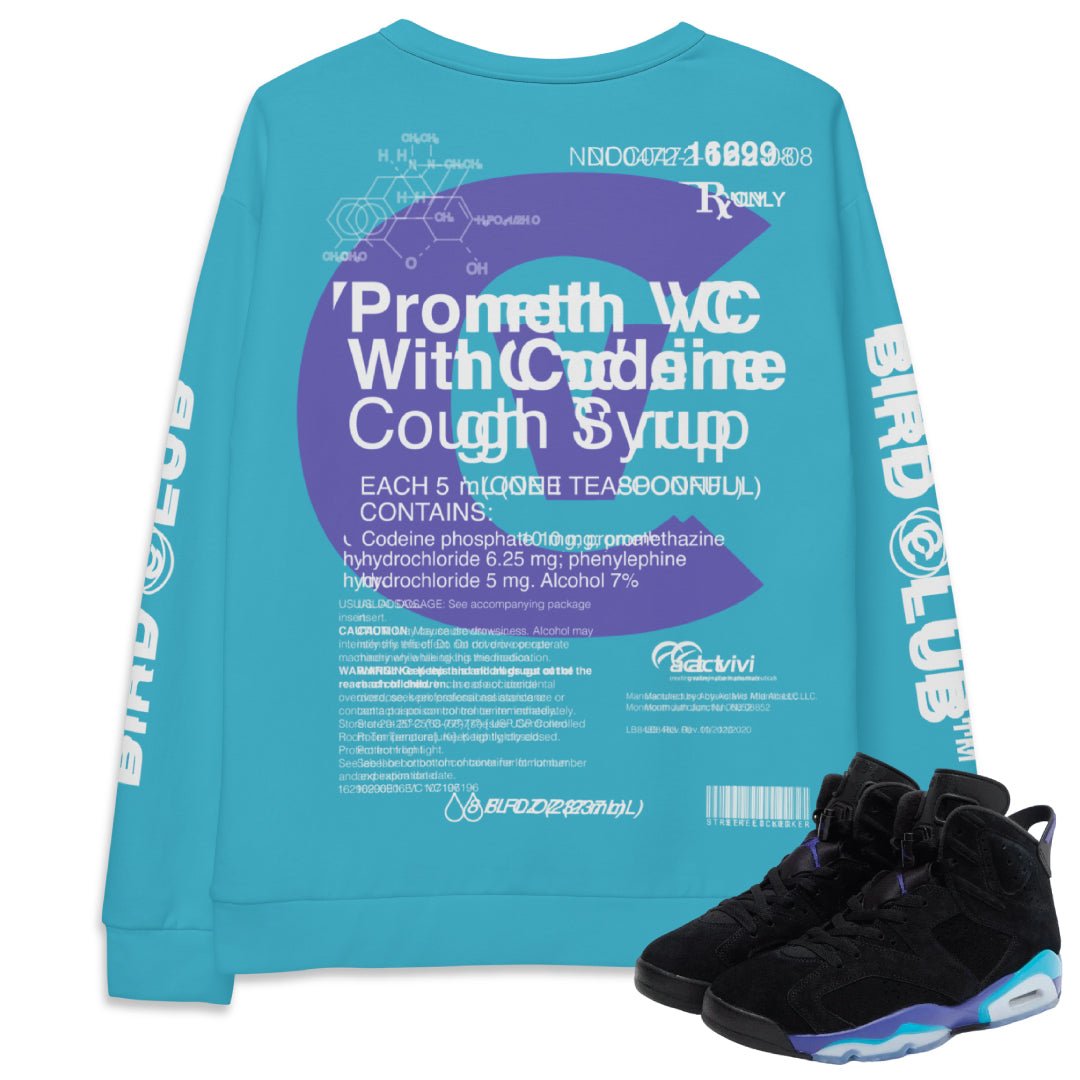 RETRO 6 AQUA BLURRED SWEATSHIRT - Sneaker Tees to match Air Jordan Sneakers