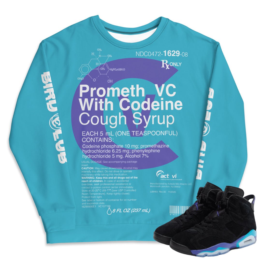 RETRO 6 AQUA BLURRED SWEATSHIRT - Sneaker Tees to match Air Jordan Sneakers