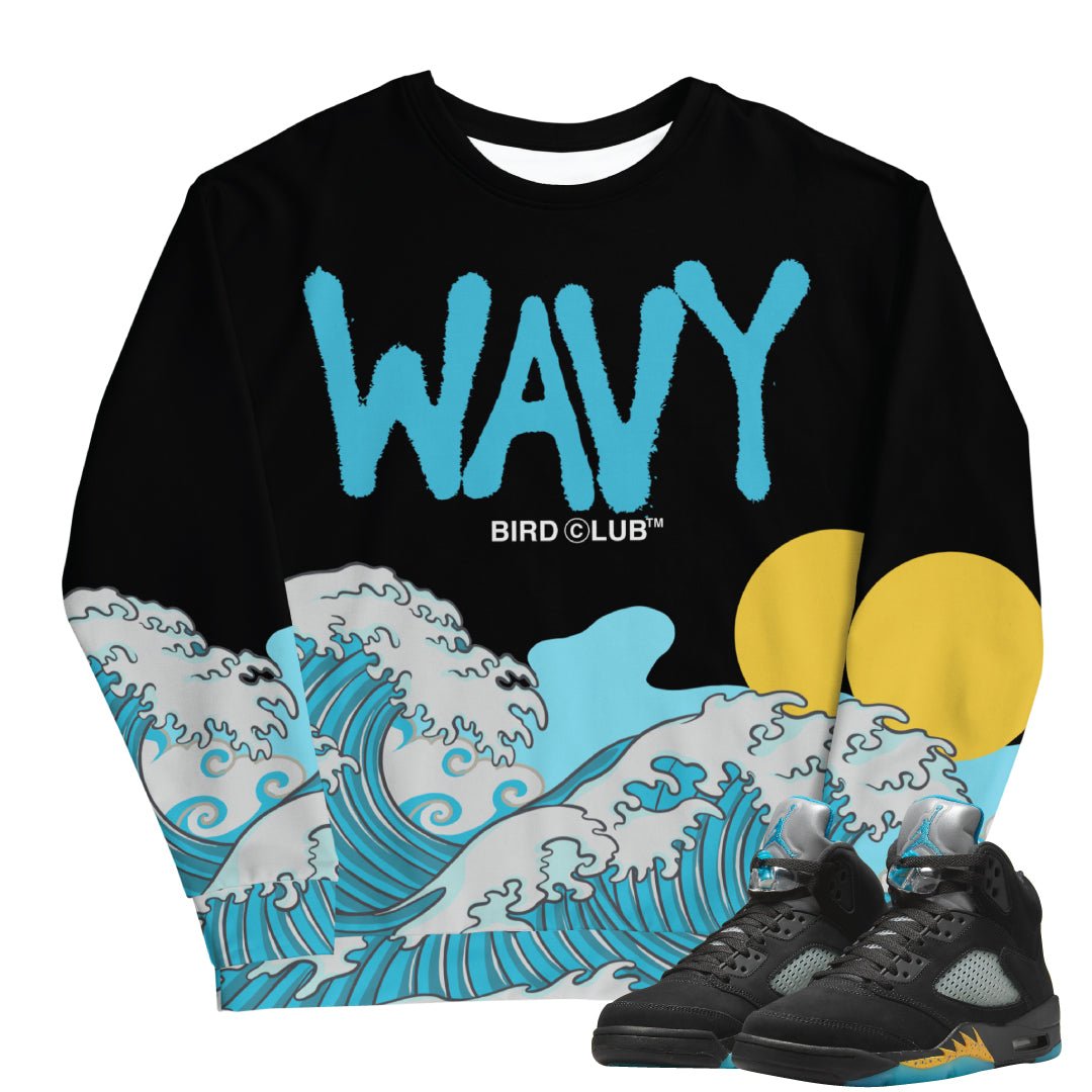 Retro 5 Aqua Sweatshirt - Sneaker Tees to match Air Jordan Sneakers