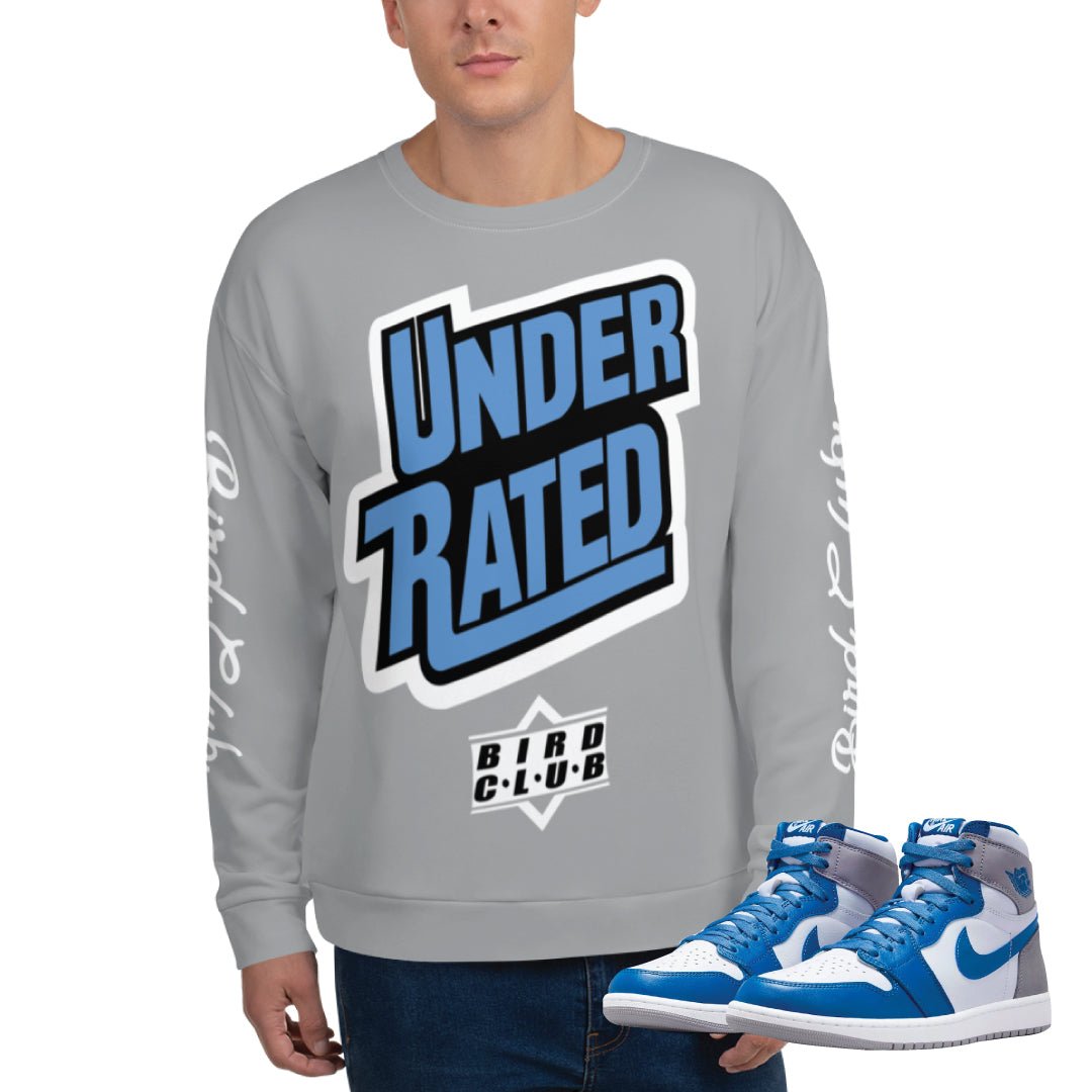 Retro 1 True Blue Under-Rated Sweatshirt - Sneaker Tees to match Air Jordan Sneakers