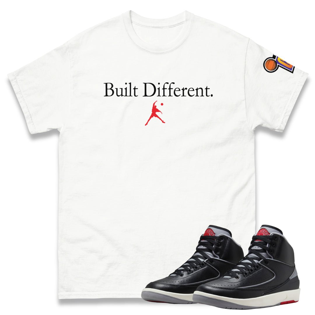 RETRO 2 BLACK CEMENT BUILT DIFFERENT SHIRT - Sneaker Tees to match Air Jordan Sneakers