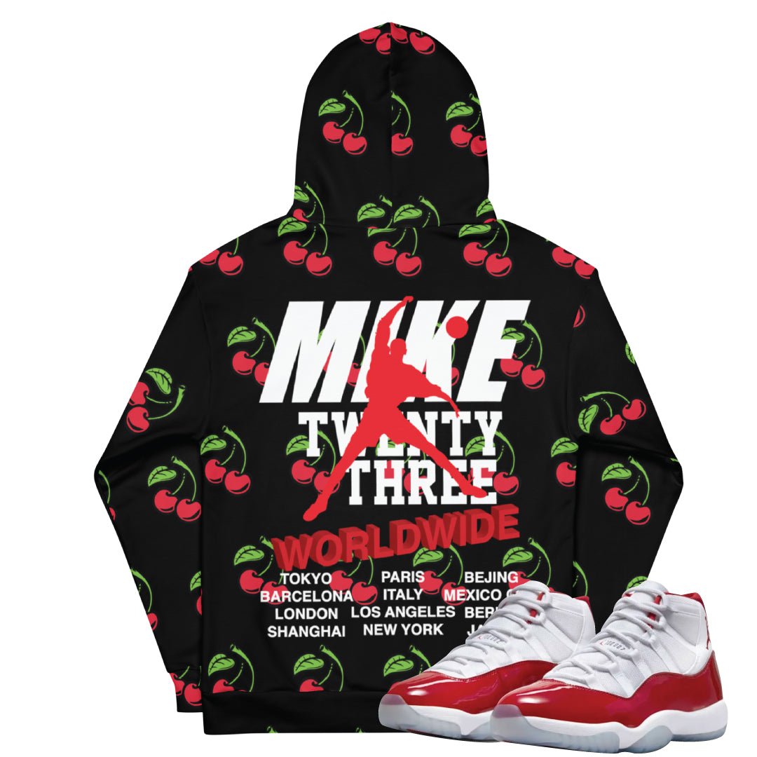 Retro 11 Cherry Red Hoodie - Sneaker Tees to match Air Jordan Sneakers
