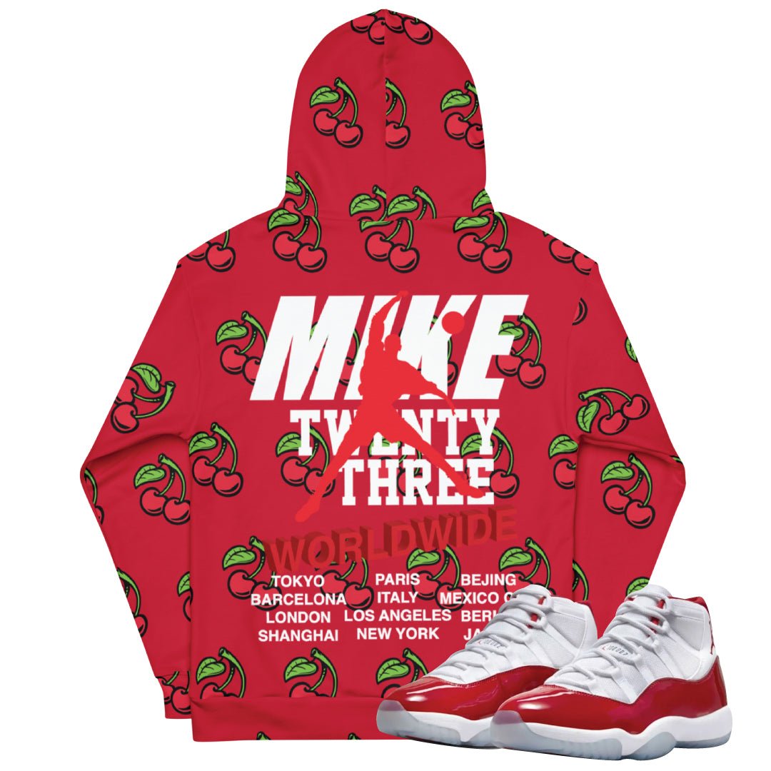Retro 11 Cherry Red Hoodie - Sneaker Tees to match Air Jordan Sneakers