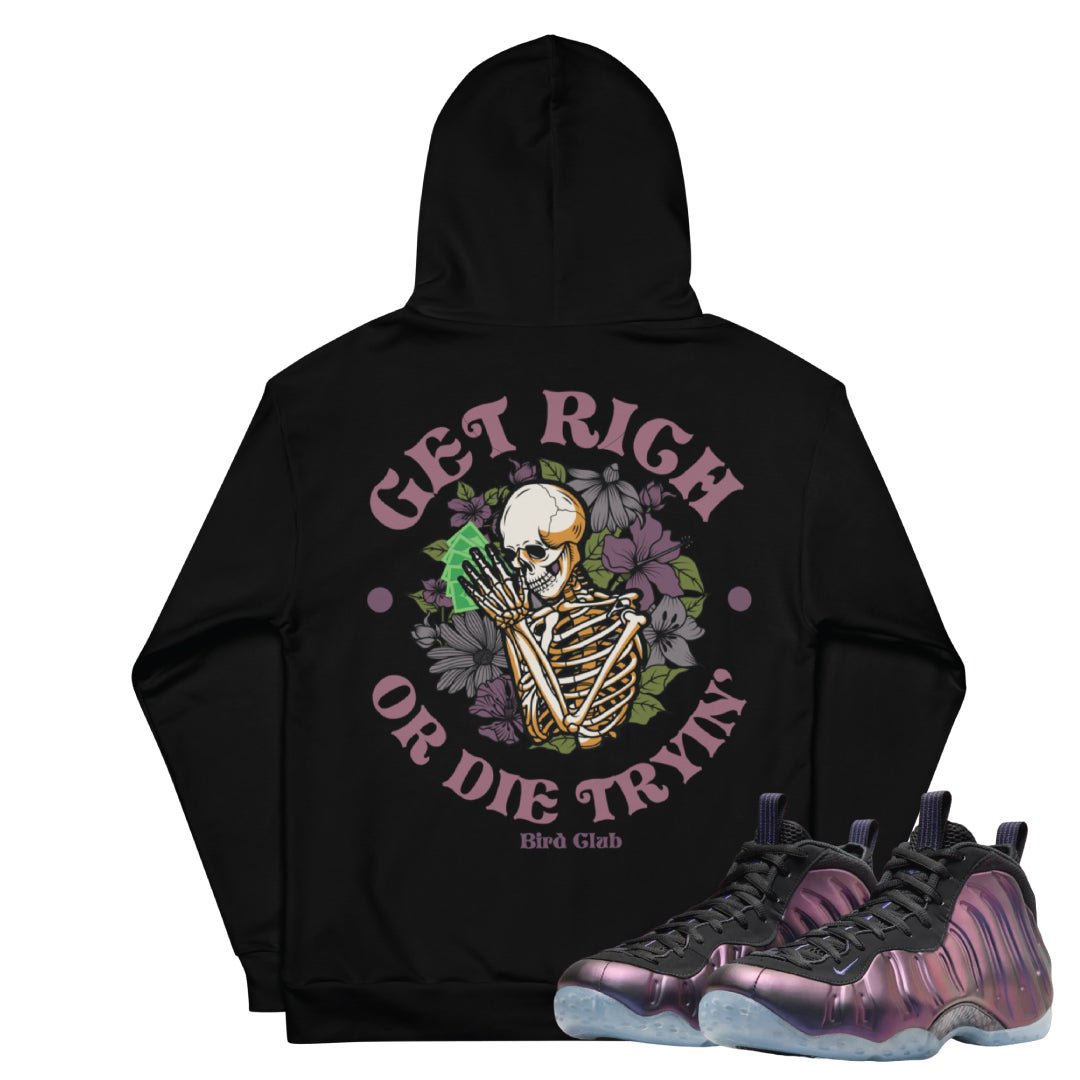 Air Foamposite One Eggplant "Get Rich" Hoodie - Sneaker Tees to match Air Jordan Sneakers