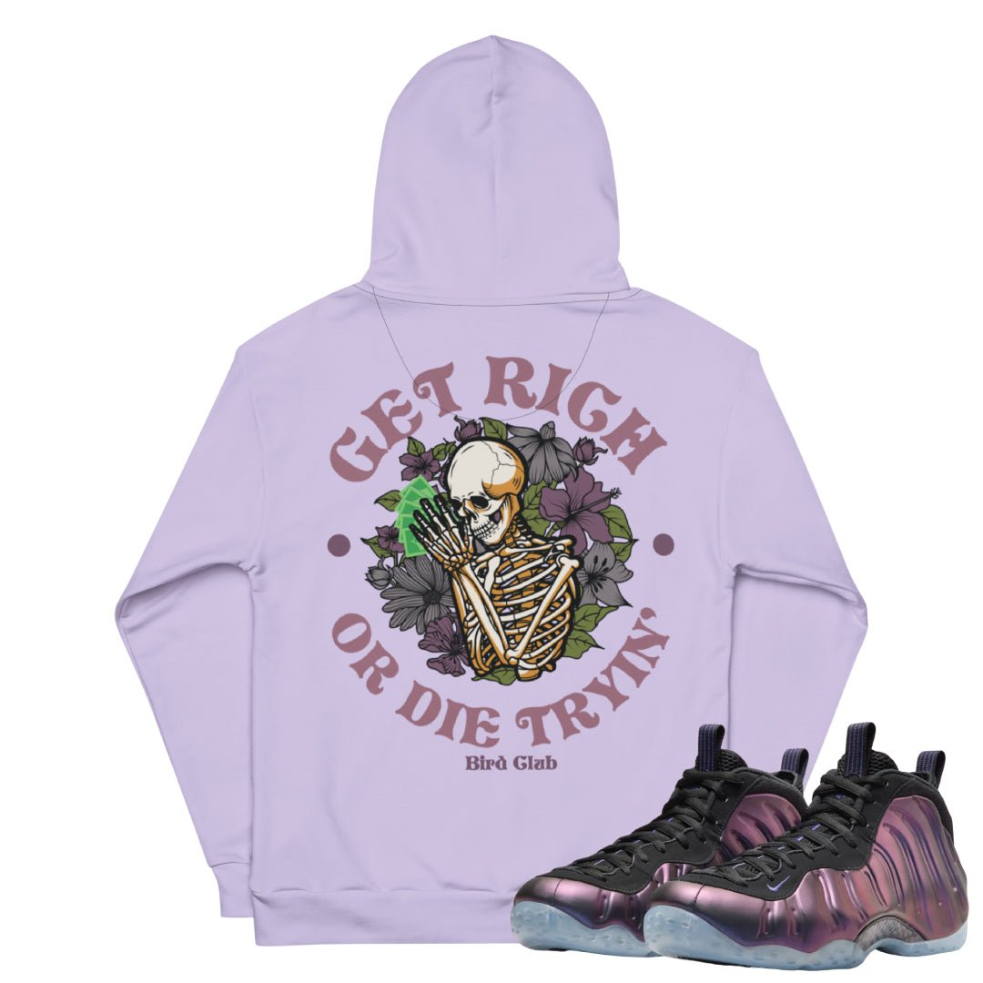 Air Foamposite One Eggplant "Get Rich" Hoodie - Sneaker Tees to match Air Jordan Sneakers