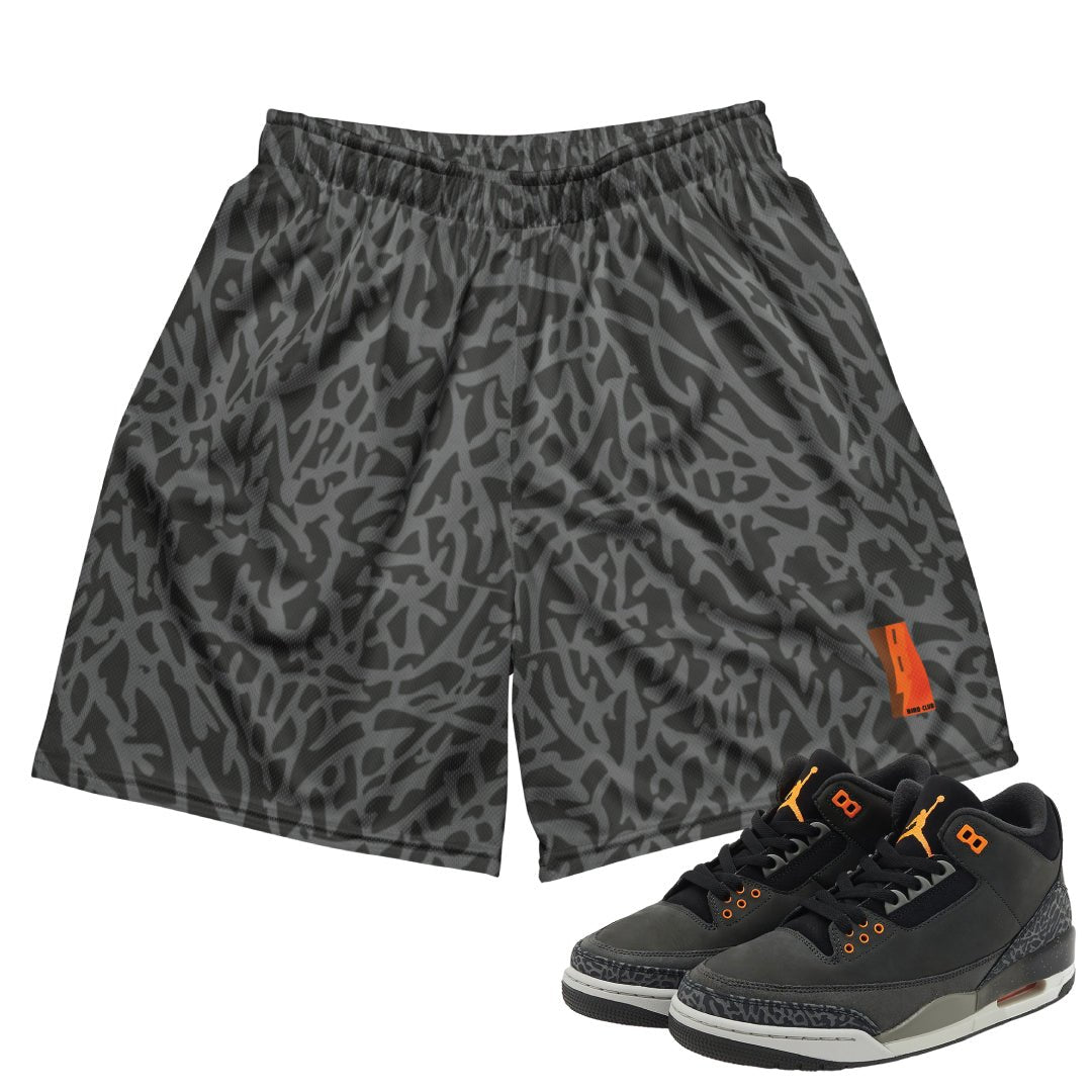 Retro 3 Fear Elephant Print Mesh Shorts - Sneaker Tees to match Air Jordan Sneakers