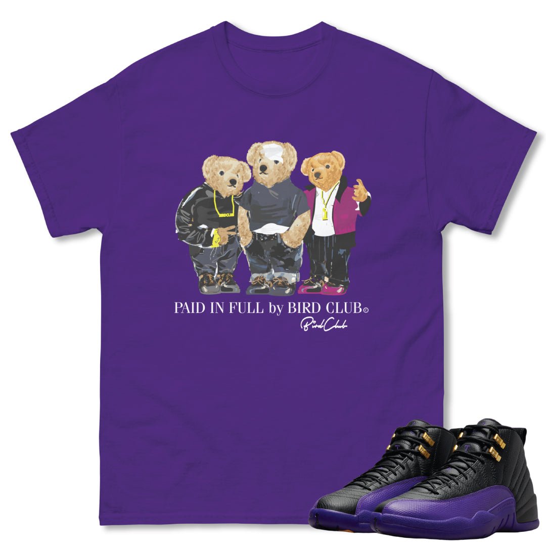 RETRO 12 FIELD PURPLE "PAID IN FULL BEARS" SHIRT - Sneaker Tees to match Air Jordan Sneakers