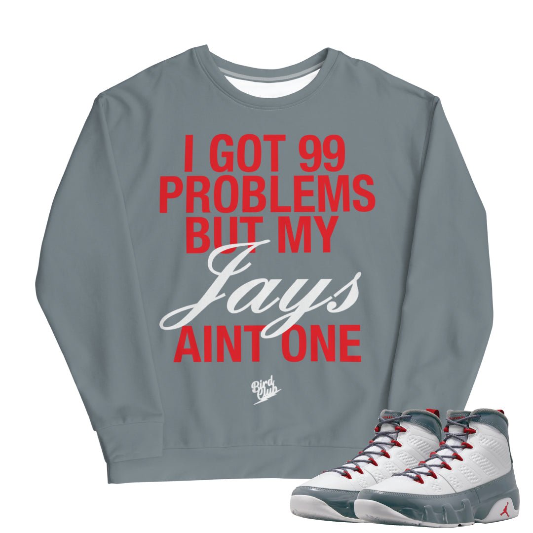 Retro 9 Fire Red Sweatshirt - Sneaker Tees to match Air Jordan Sneakers