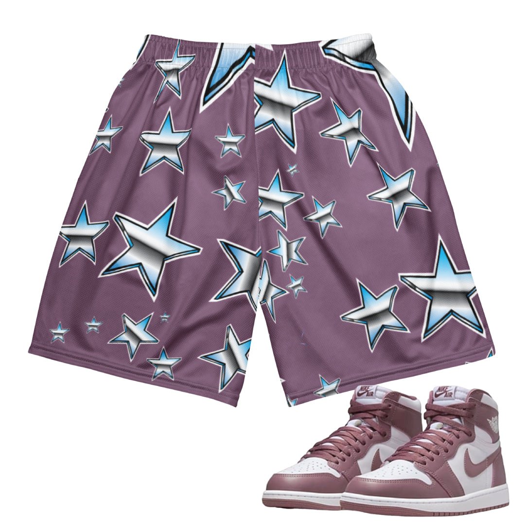 Retro 1 OG "Mauve" All Starr Mesh Basketball Shorts - Sneaker Tees to match Air Jordan Sneakers