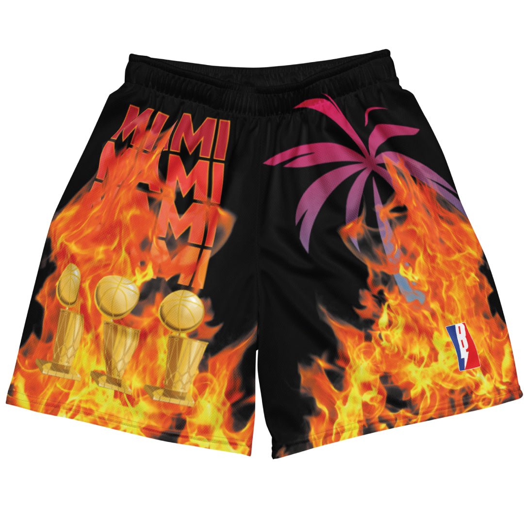 MIAMI FLAMES HEAT MESH SHORTS - Sneaker Tees to match Air Jordan Sneakers