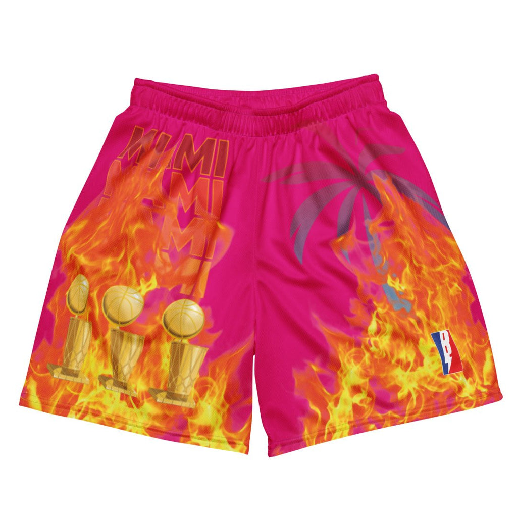 MIAMI FLAMES HEAT MESH SHORTS - Sneaker Tees to match Air Jordan Sneakers