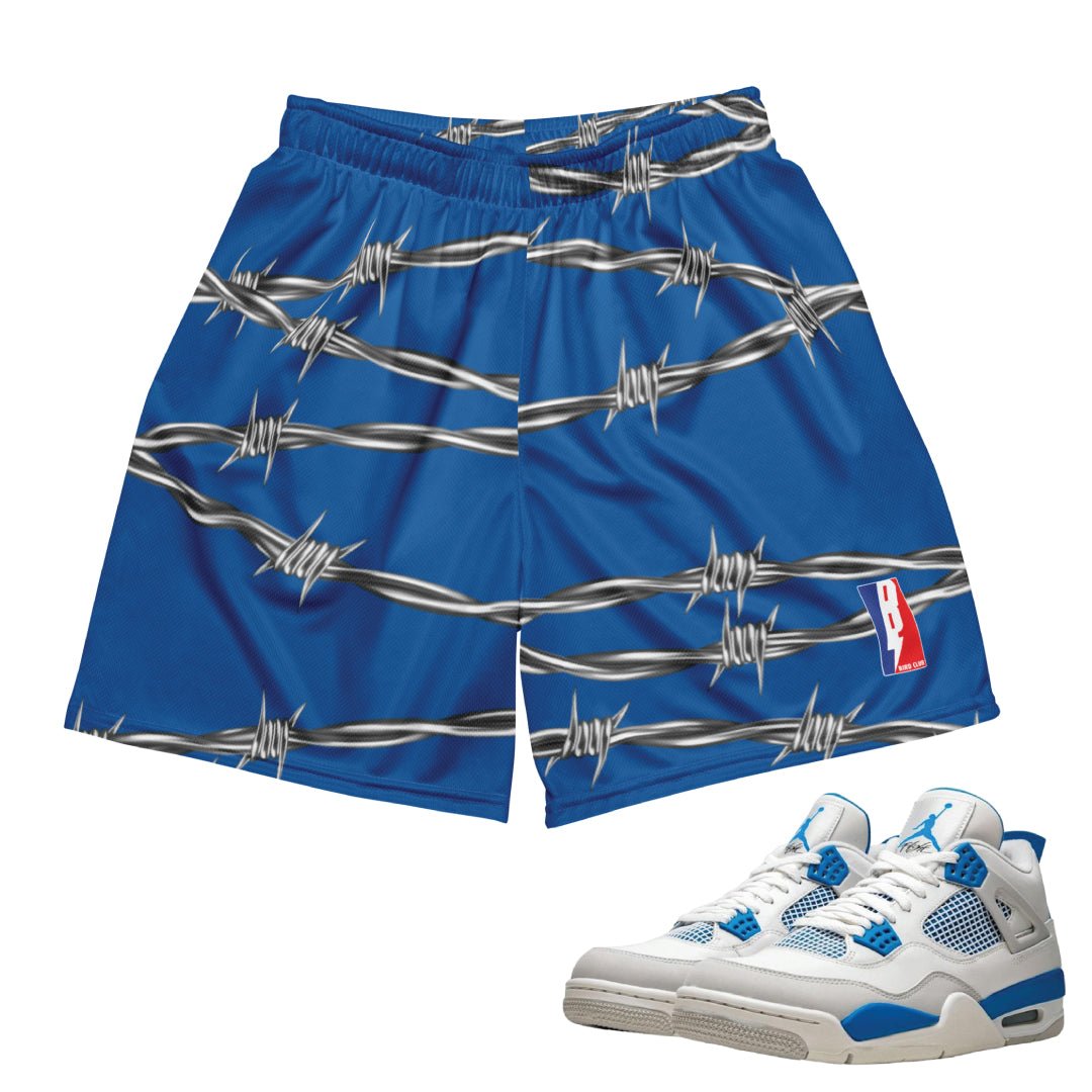 Retro 4 Military Blue Barbed Wire Shorts - Sneaker Tees to match Air Jordan Sneakers