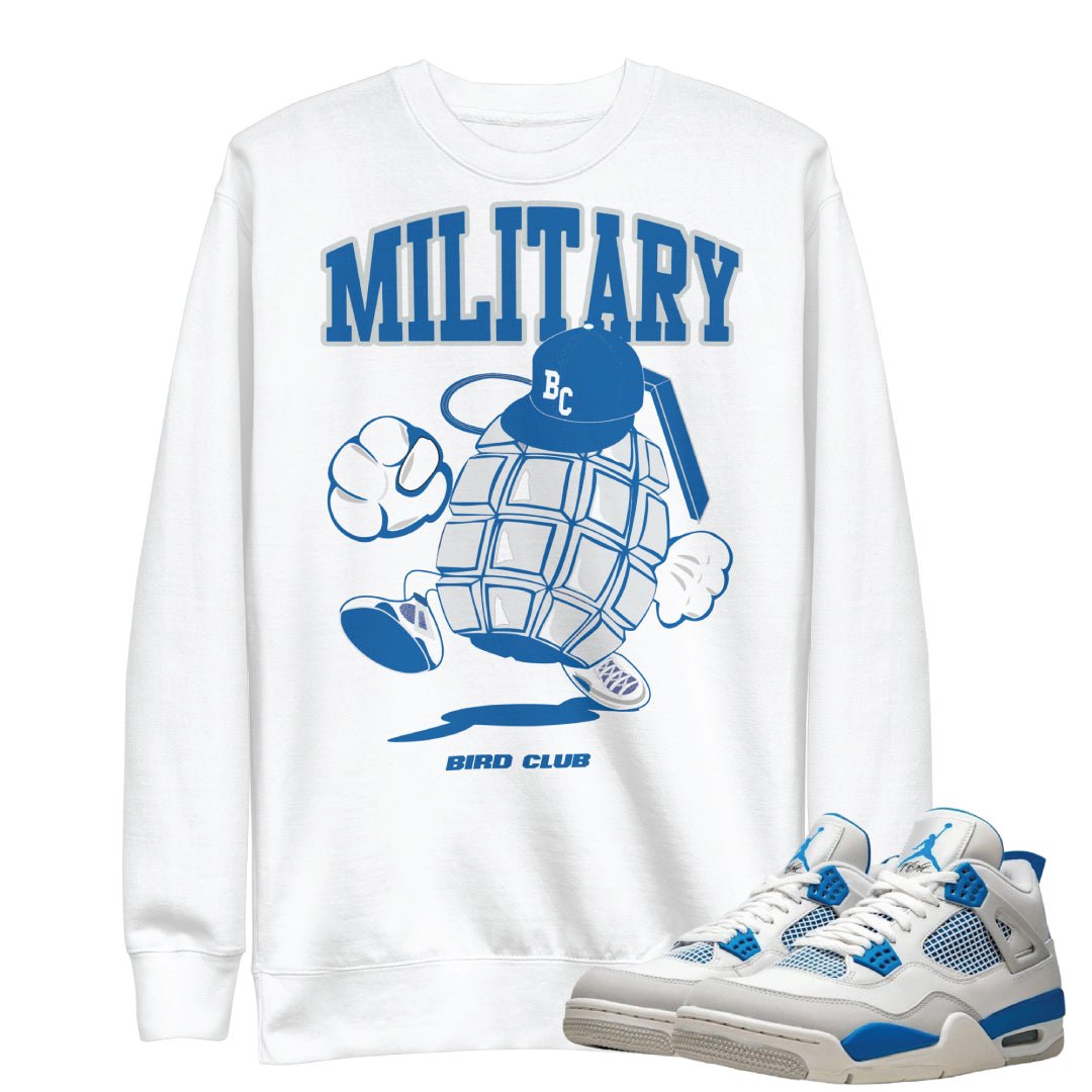 Retro 4 Military Blue Grenade Sweater - Sneaker Tees to match Air Jordan Sneakers