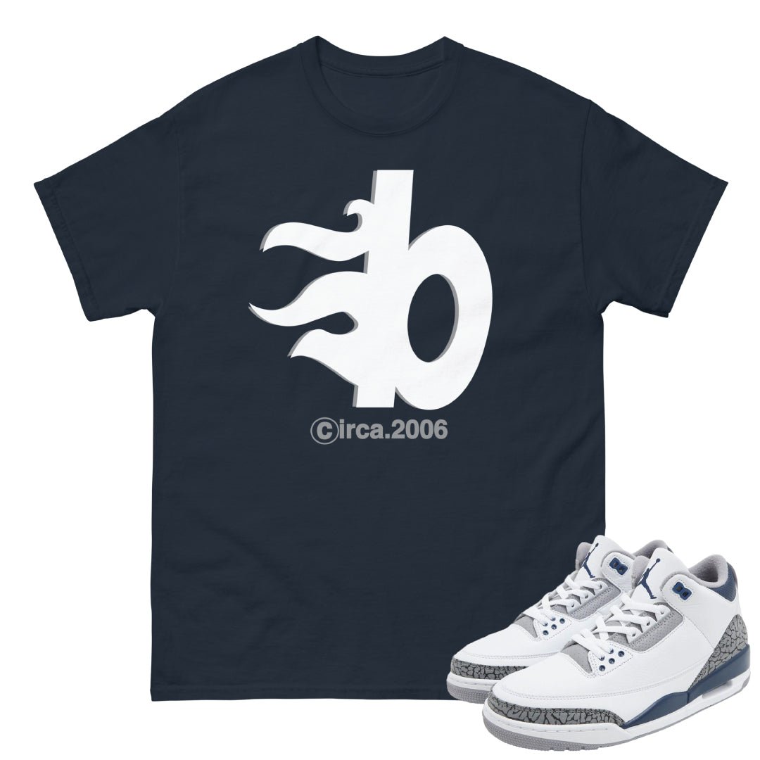 Retro 3 Midnight Navy Cement Big B Shirt - Sneaker Tees to match Air Jordan Sneakers