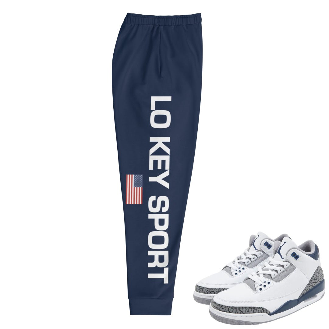 Retro 3 Midnight Navy Cement Lo Key Joggers - Sneaker Tees to match Air Jordan Sneakers