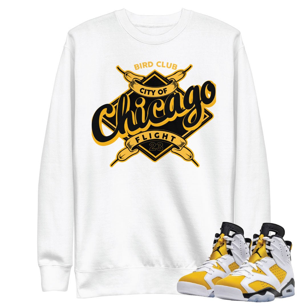 Retro 6 Yellow Ochre Chicago Lace Sweatshirt - Sneaker Tees to match Air Jordan Sneakers