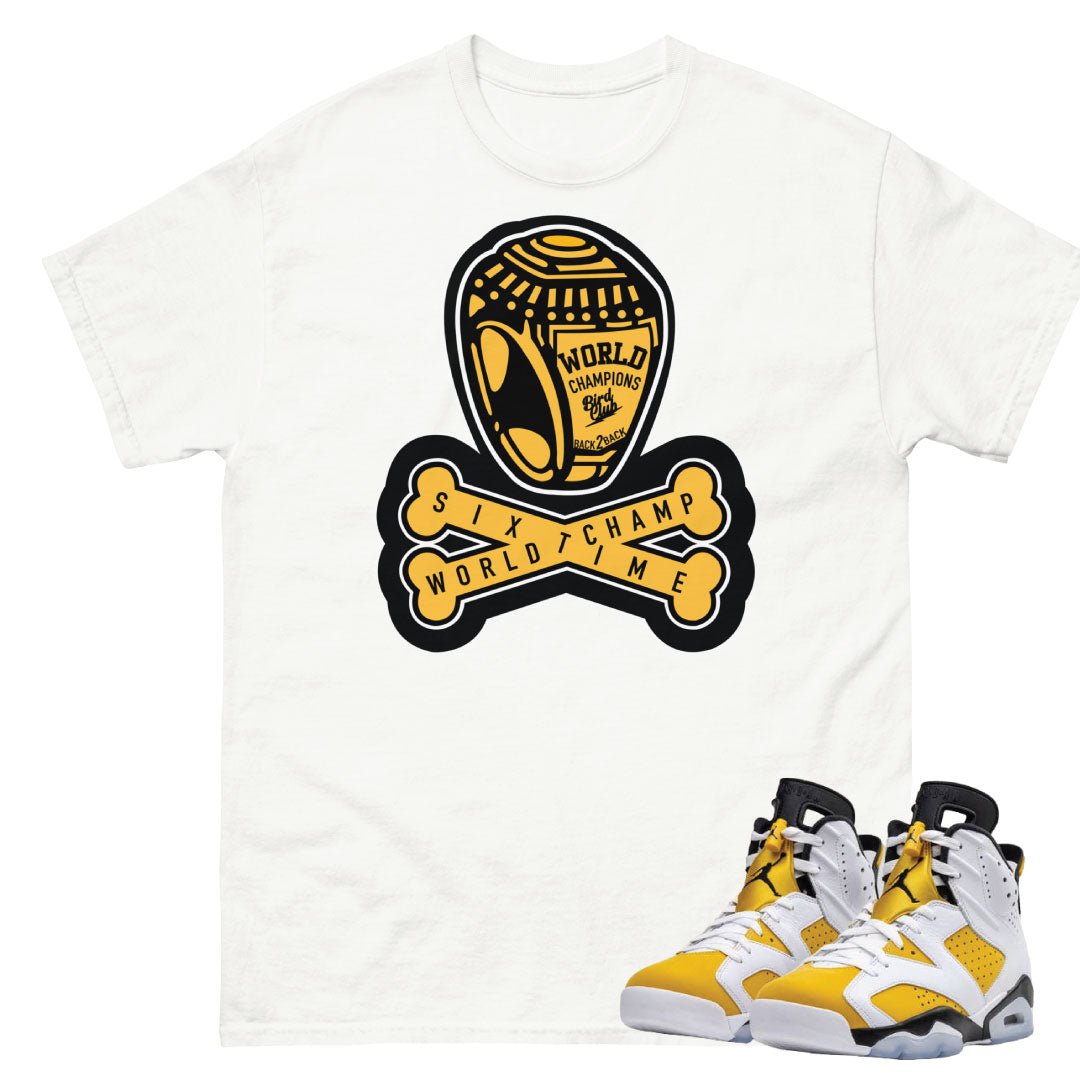 Retro 6 Yellow Ochre Crossbones Shirt - Sneaker Tees to match Air Jordan Sneakers
