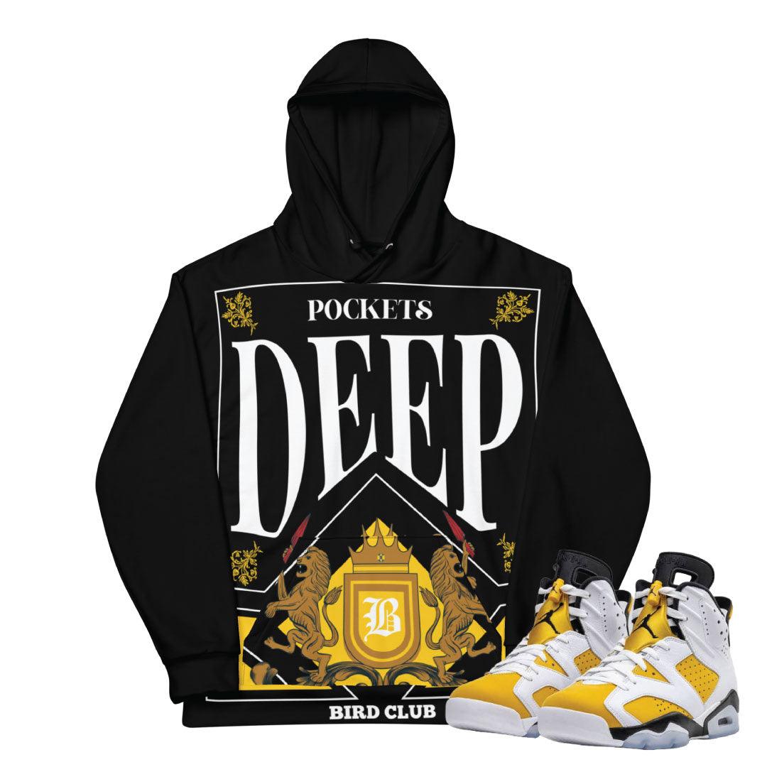 Retro 6 Yellow Ochre "Deep Pockets" Hoodie - Sneaker Tees to match Air Jordan Sneakers