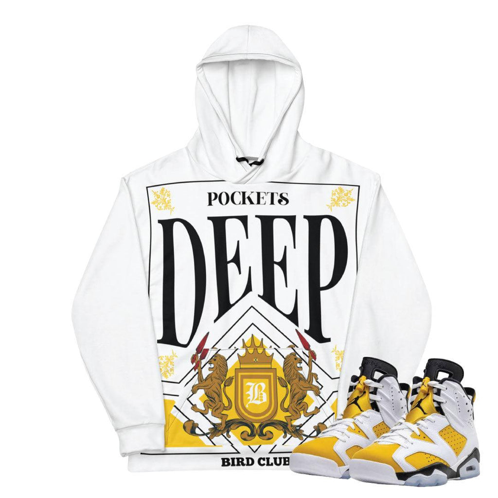 Retro 6 Yellow Ochre "Deep Pockets" Hoodie - Sneaker Tees to match Air Jordan Sneakers