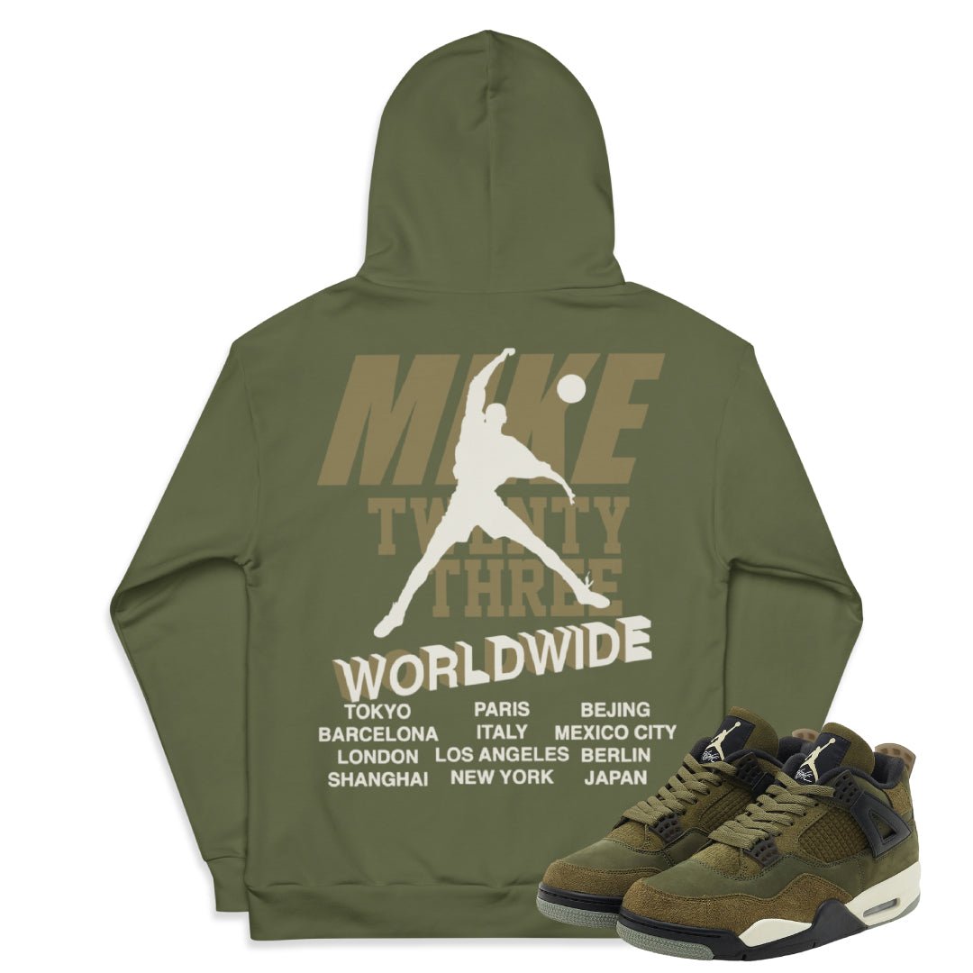 RETRO 4 CRAFT "WORLDWIDE" HOODIE - Sneaker Tees to match Air Jordan Sneakers