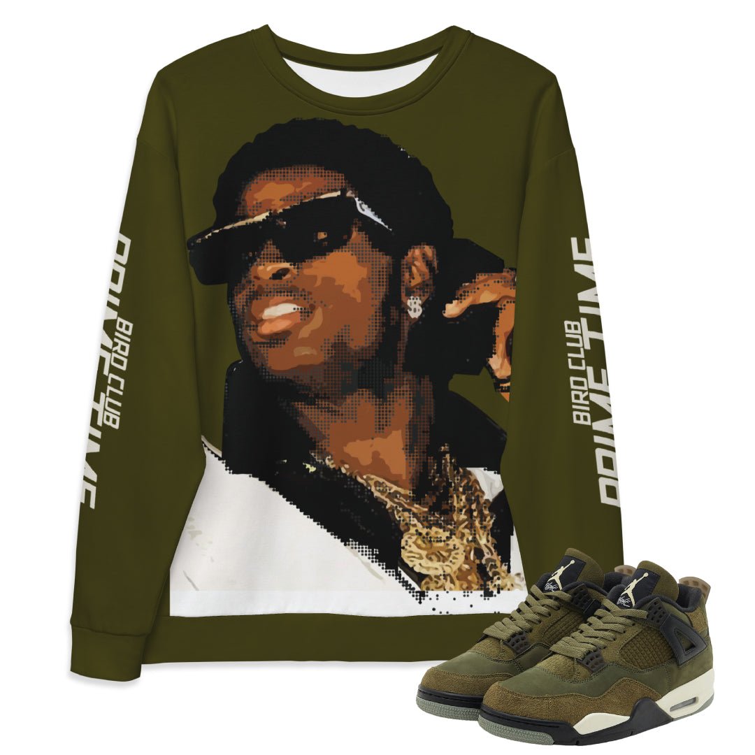 RETRO 4 CRAFT "MEDIUM OLIVE" PRIME SWEATSHIRT - Sneaker Tees to match Air Jordan Sneakers