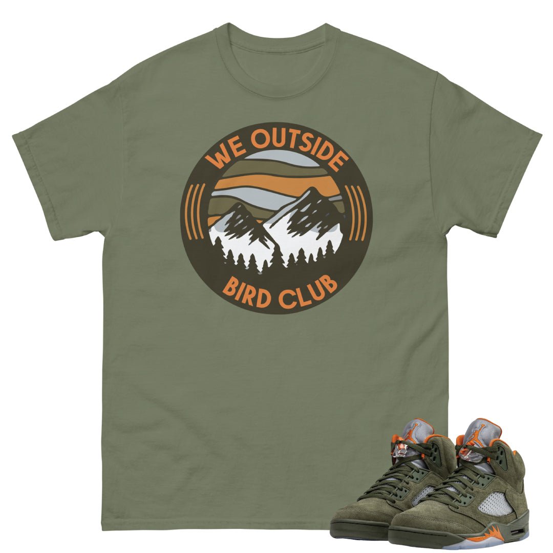 Retro 5 Olive/Solar Orange "We Outside" Shirt - Sneaker Tees to match Air Jordan Sneakers