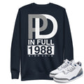 Retro 3 Midnight Navy Paid Sweatshirt - Sneaker Tees to match Air Jordan Sneakers