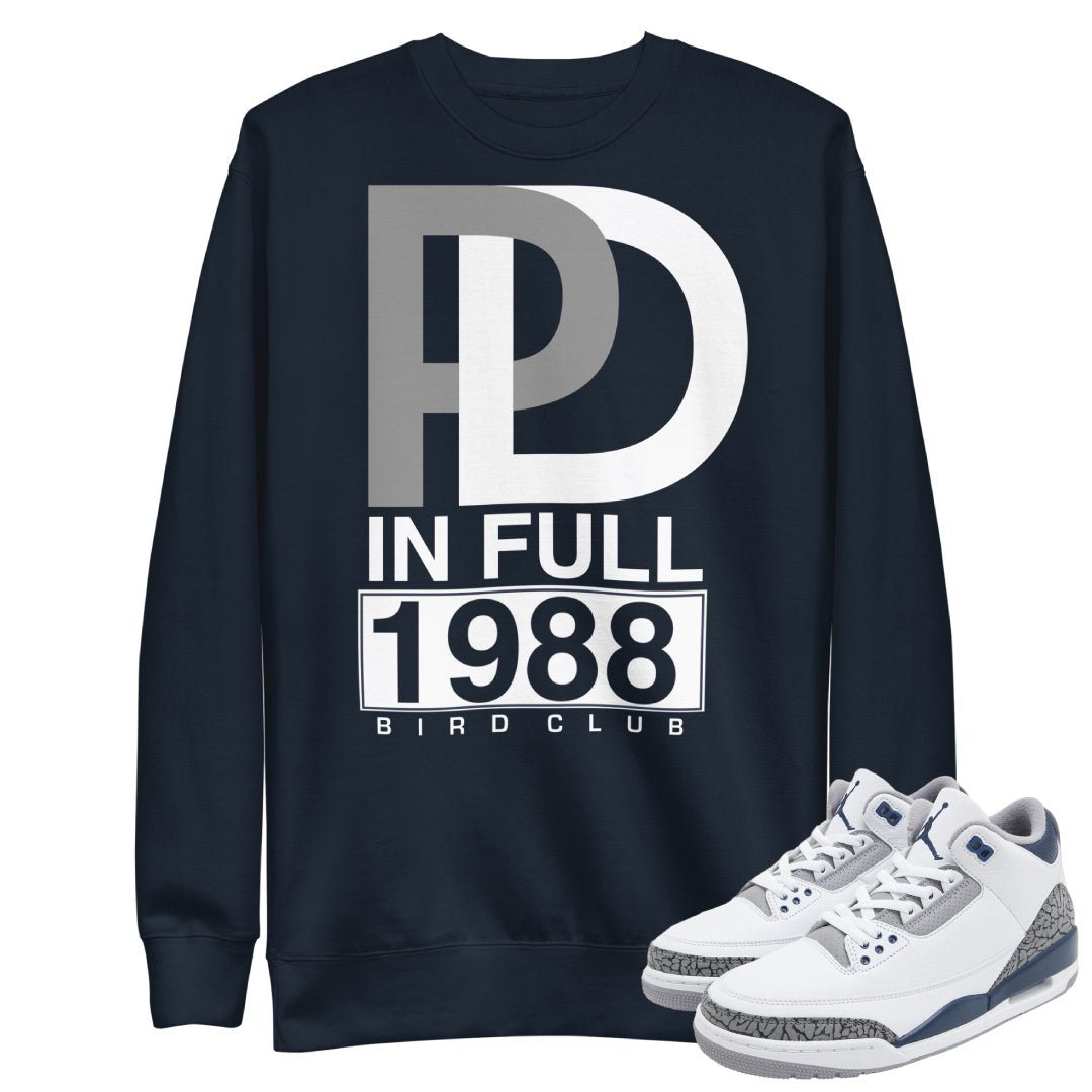 Retro 3 Midnight Navy Paid Sweatshirt - Sneaker Tees to match Air Jordan Sneakers