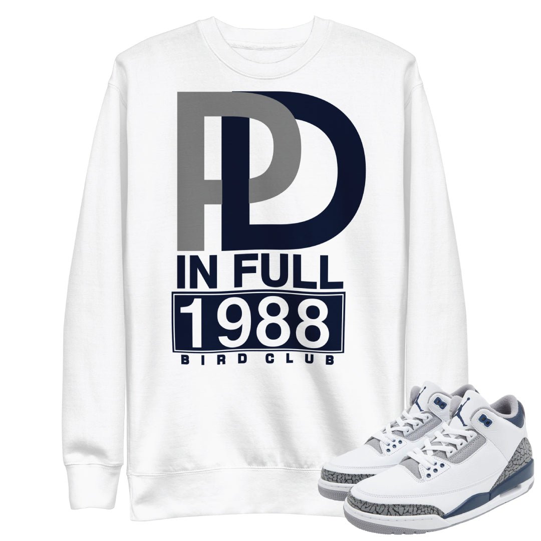 Retro 3 Midnight Navy Paid Sweatshirt - Sneaker Tees to match Air Jordan Sneakers