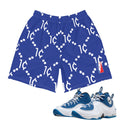 Air Penny 2 Atlantic Blue Mesh 1cent pattern Shorts - Sneaker Tees to match Air Jordan Sneakers