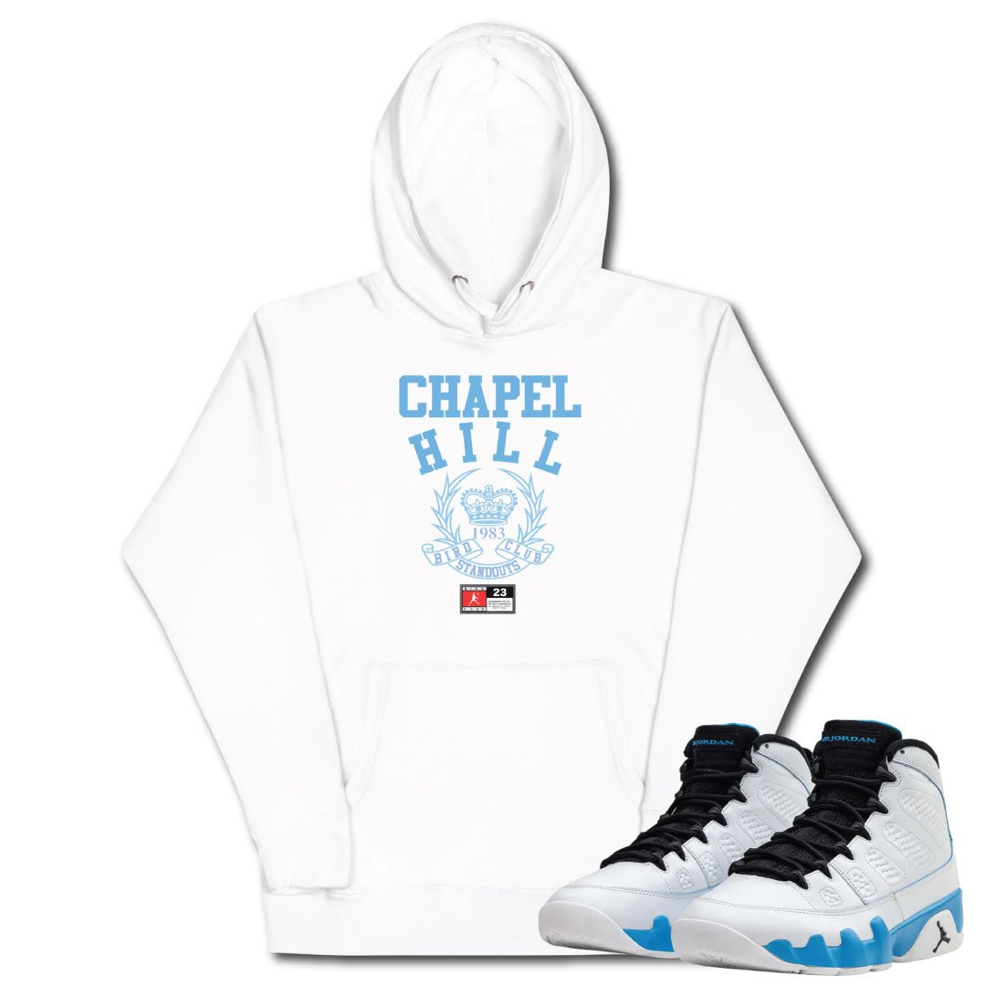 Retro 9 Powder Blue Chapel Hill Hoodie - Sneaker Tees to match Air Jordan Sneakers
