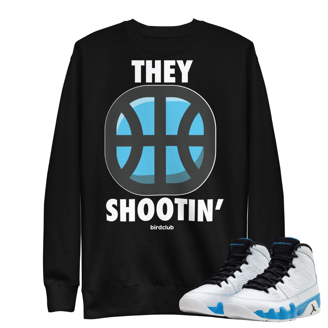Retro 9 Powder Blue "They Shootin" Sweater