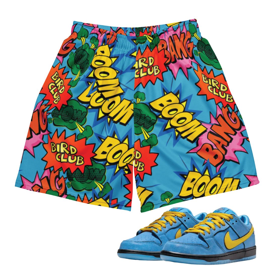 Power Puff Comic Boom Bubble Mesh Shorts - Sneaker Tees to match Air Jordan Sneakers