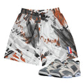 RETRO 6 LOW PSG "CEMENT GREY" Camo MESH SHORTS - Sneaker Tees to match Air Jordan Sneakers
