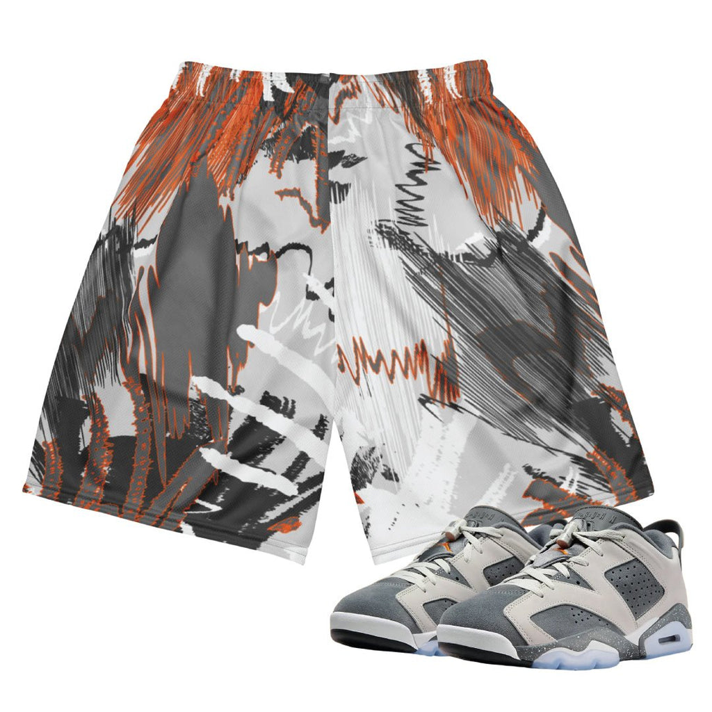 RETRO 6 LOW PSG "CEMENT GREY" Camo MESH SHORTS - Sneaker Tees to match Air Jordan Sneakers