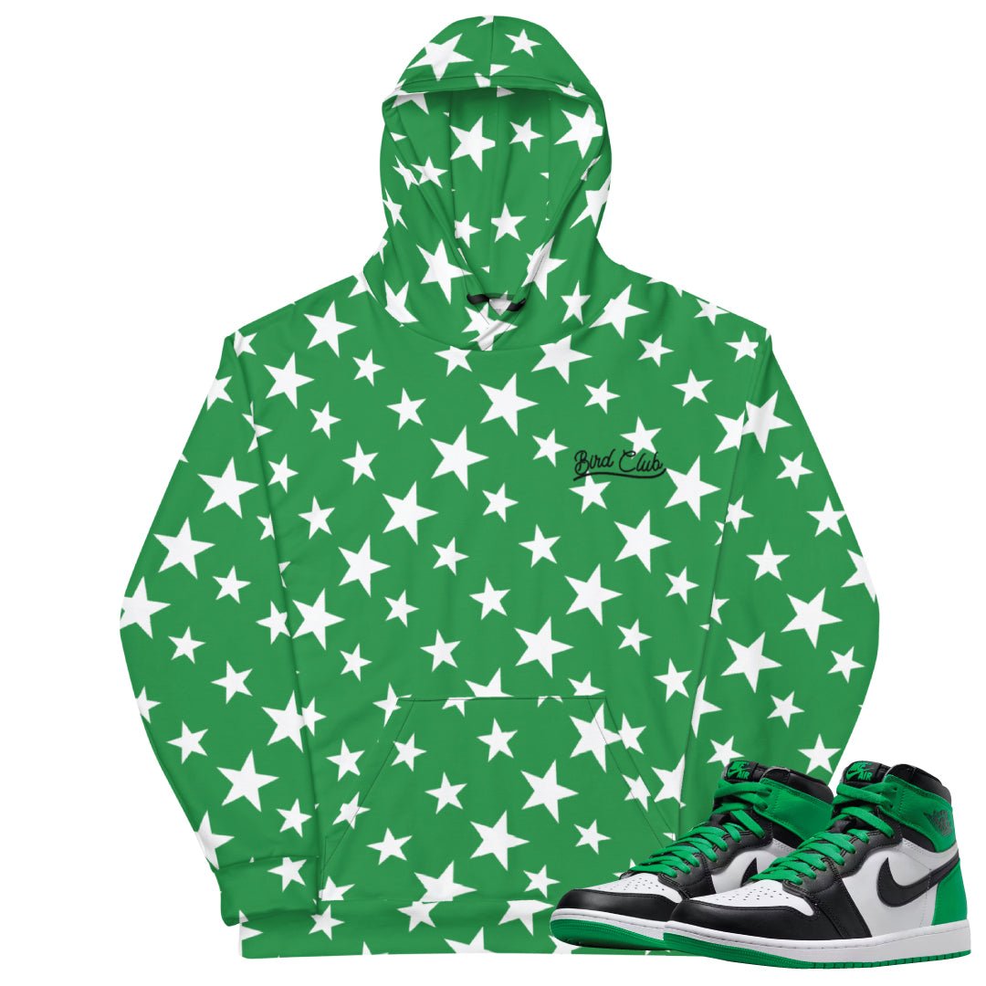 Retro 1 Lucky Green Star Hoodie - Sneaker Tees to match Air Jordan Sneakers