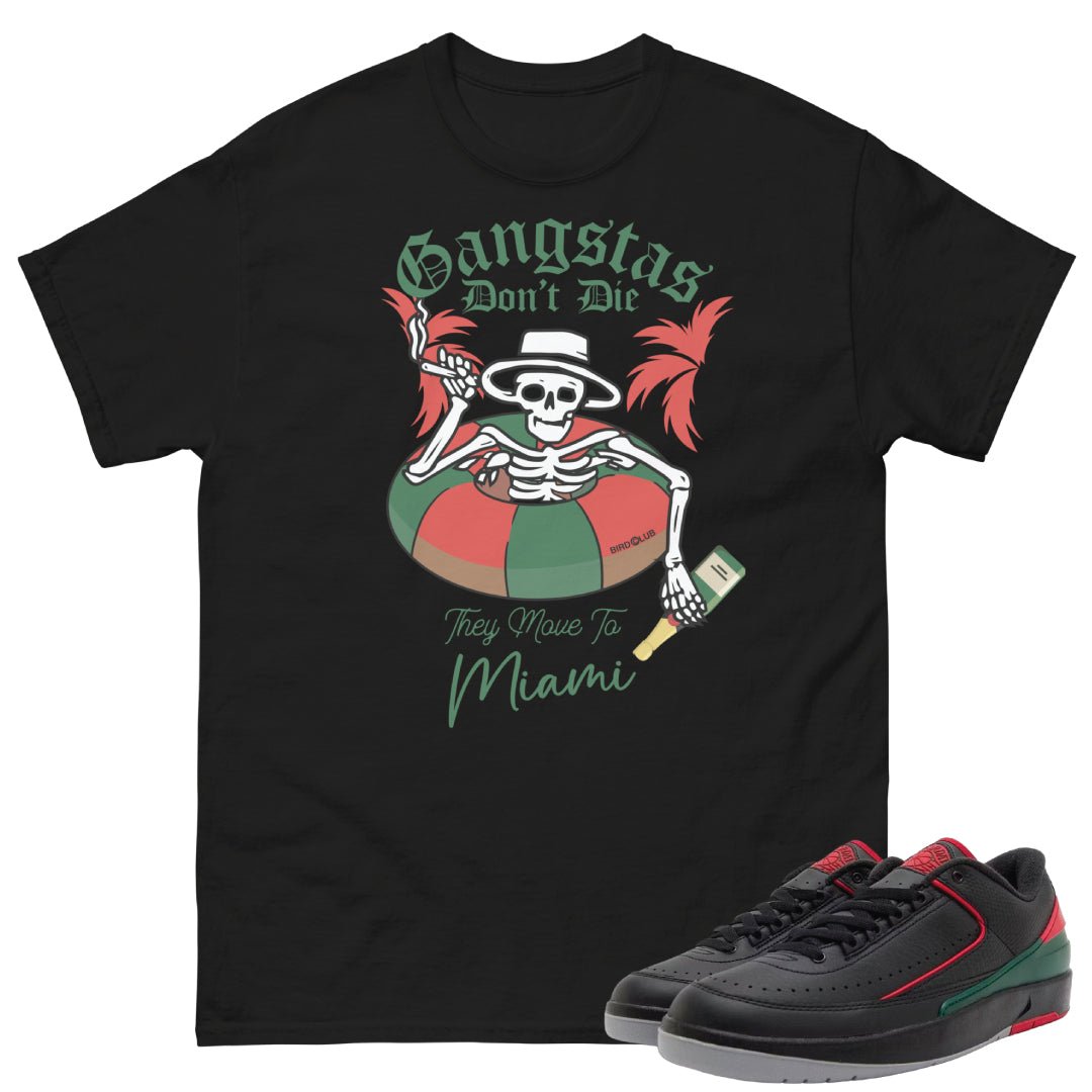 Retro 2 Low Christmas Gucci "Gangstas Dont Die" Shirt - Sneaker Tees to match Air Jordan Sneakers
