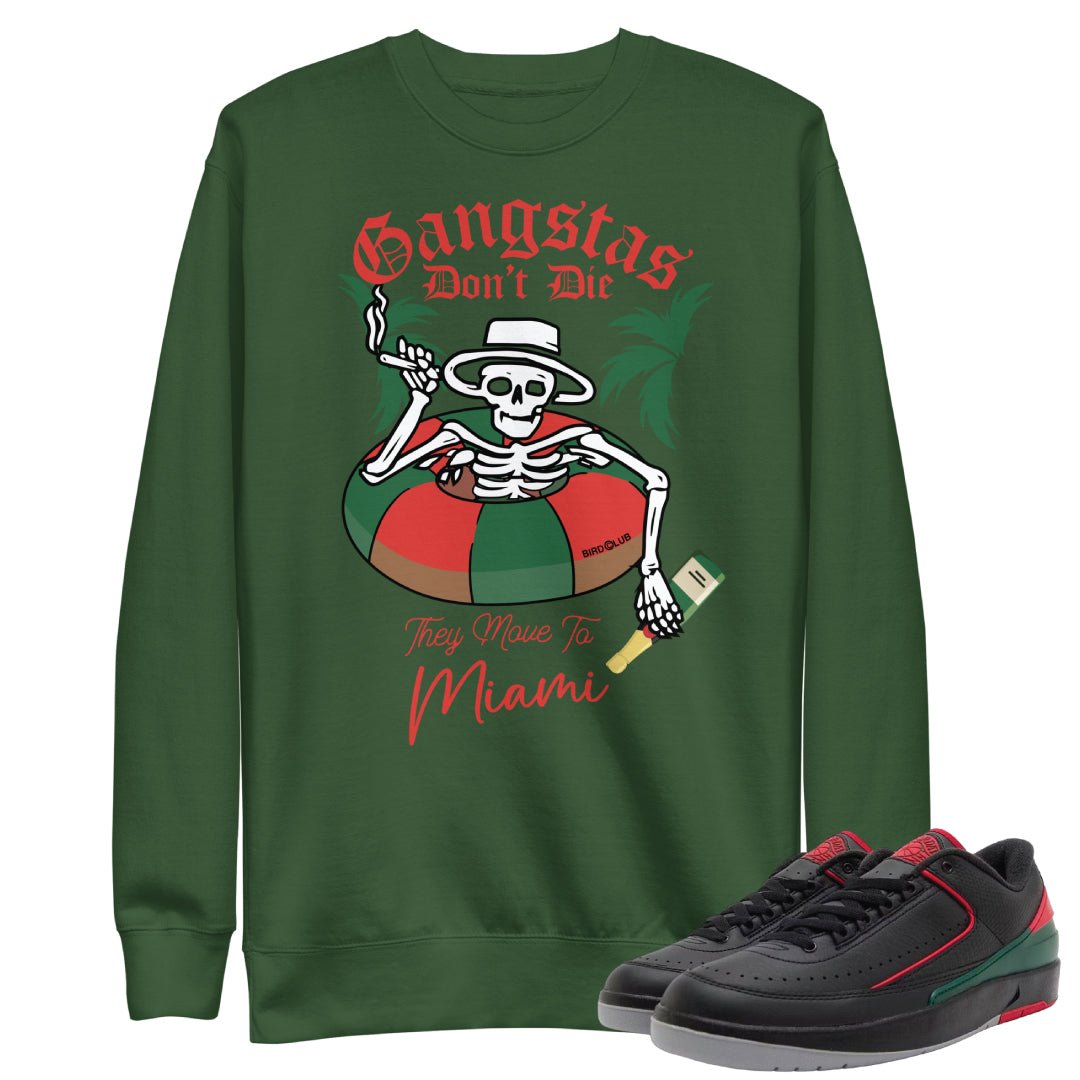 Retro 2 Low Christmas Gucci "Gangstas Dont Die" Sweatshirt - Sneaker Tees to match Air Jordan Sneakers
